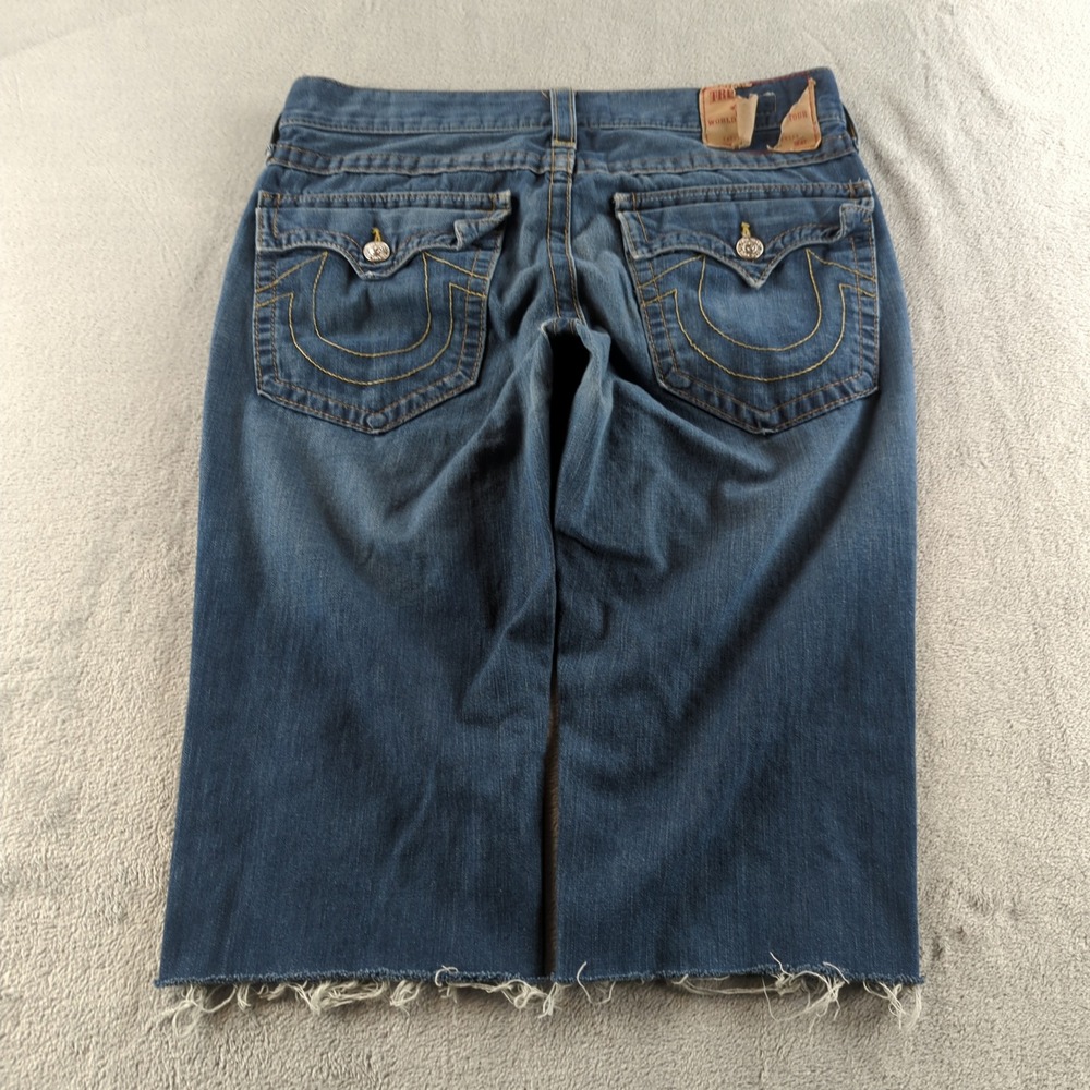 Vintage True Religion Cut Off Shorts Mens 34 Blue Billy Raw Frayed Hem USA - Picture 3 of 11
